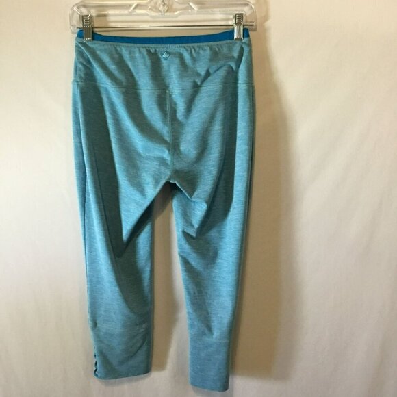prAna Capri Leggings with Strip Accents At Calf Size Women's Medium in Blue Gym - Picture 5 of 7